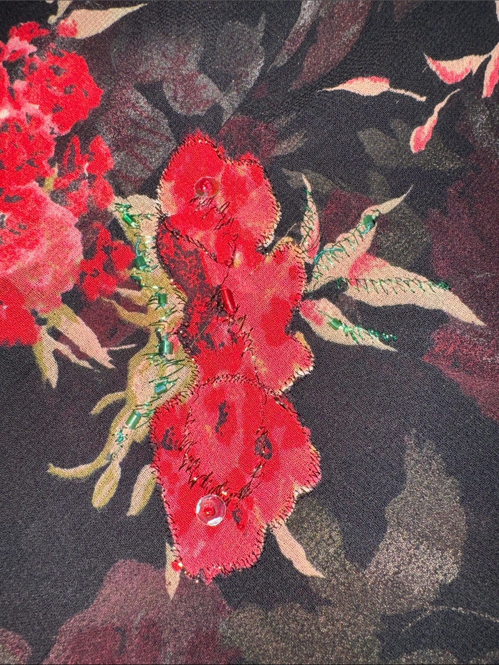 Vintage connected apparel Black Midi Dress with Pink Floral Print💕 - Picture 7 of 8